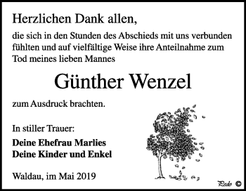 Traueranzeige von Günther Wenzel von WVG - Wochenspiegel NMB / WSF / ZTZ