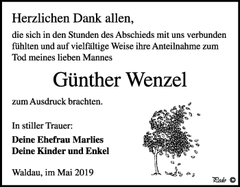 Traueranzeige von Günther Wenzel von Mitteldeutsche Zeitung