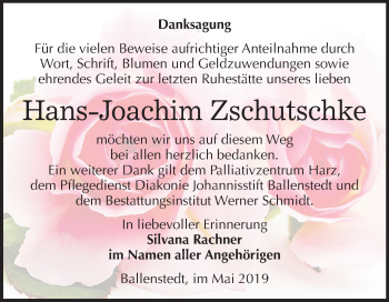 Traueranzeige von Hans-Joachim Zschutschke von Mitteldeutsche Zeitung