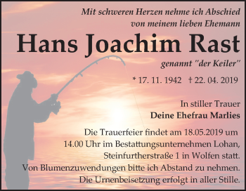 Traueranzeige von Hans Joachim Rast von Mitteldeutsche Zeitung Bitterfeld