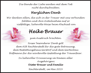 Traueranzeige von Heike Brauer von Mitteldeutsche Zeitung