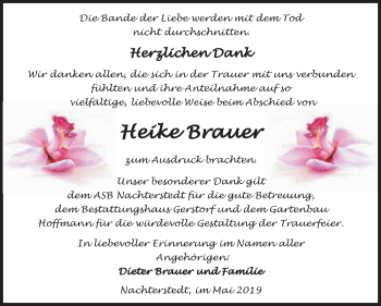 Traueranzeige von Heike Brauer von Super Sonntag Aschersleben