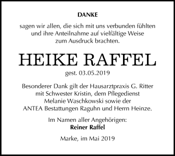Traueranzeige von Heike Raffel von Mitteldeutsche Zeitung