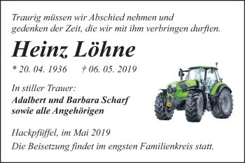 Traueranzeige von Heinz Löhne von Mitteldeutsche Zeitung