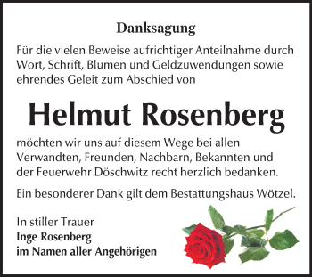 Traueranzeige von Helmut Rosenberg von Mitteldeutsche Zeitung