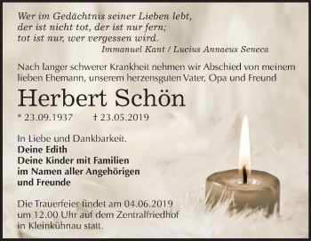 Traueranzeige von Herbert Schön von Mitteldeutsche Zeitung Dessau-Roßlau