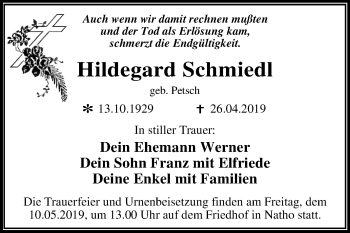 Traueranzeige von Hildegard Schmied von Mitteldeutsche Zeitung Dessau-Roßlau