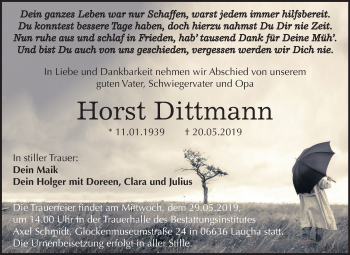Traueranzeige von Horst Dittmann von Mitteldeutsche Zeitung