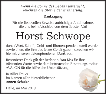 Traueranzeige von Horst Schwope von Mitteldeutsche Zeitung