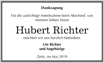 Traueranzeige von Hubert Richter von Mitteldeutsche Zeitung
