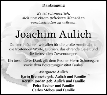 Traueranzeige von Joachim Aulich von Mitteldeutsche Zeitung