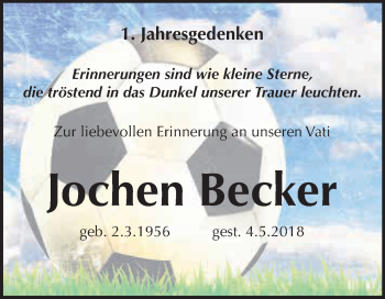 Traueranzeige von Jochen Becker von Super Sonntag SGH Mansf. Land