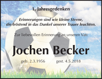 Traueranzeige von Jochen Becker von Mitteldeutsche Zeitung