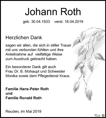 Traueranzeige von Johann Roth von Mitteldeutsche Zeitung