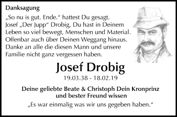 Traueranzeige von Josef Drobig von Mitteldeutsche Zeitung