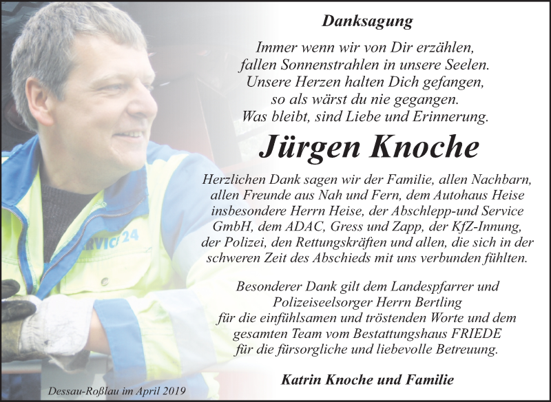  Traueranzeige für Jürgen Knoche vom 11.05.2019 aus Mitteldeutsche Zeitung