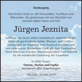 Traueranzeige von Jürgen Zeznita von WVG - Wochenspiegel Merseburg