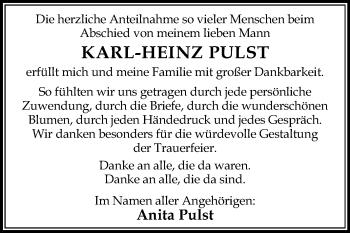 Traueranzeige von Karl-Heinz Pulst von Mitteldeutsche Zeitung Halle/Saalkreis
