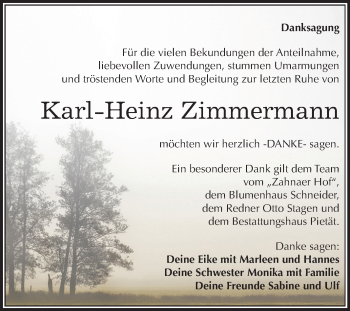 Traueranzeige von Karl-Heinz Zimmermann von Mitteldeutsche Zeitung