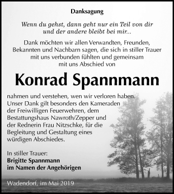 Traueranzeige von Konrad Spannmann von Mitteldeutsche Zeitung Bitterfeld