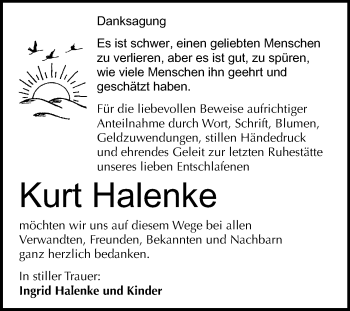 Traueranzeige von Kurt Halenke von Mitteldeutsche Zeitung