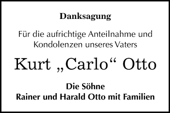 Traueranzeige von Kurt Otto von WVG - Wochenspiegel Quedlinburg