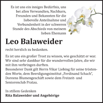 Traueranzeige von Leo Balaweider von Mitteldeutsche Zeitung