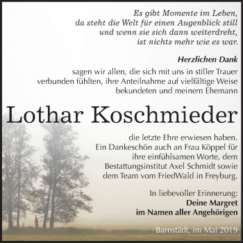 Traueranzeige von Lothar Koschmieder von Mitteldeutsche Zeitung