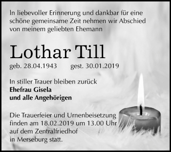 Traueranzeige von Lothar Till von Mitteldeutsche Zeitung Merseburg/Querfurt