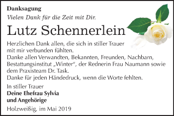 Traueranzeige von Lutz Schennerlein von Mitteldeutsche Zeitung Bitterfeld
