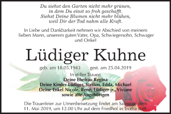 Traueranzeige von Lüdiger Kuhne von Mitteldeutsche Zeitung Halle/Saalkreis
