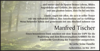 Traueranzeige von Manfred Tischer von Mitteldeutsche Zeitung