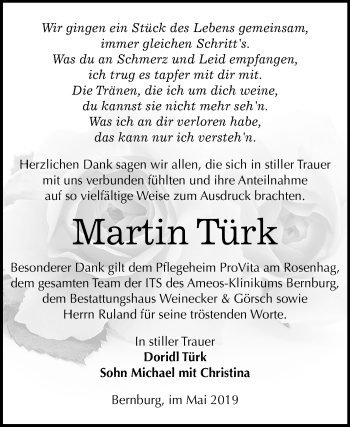 Traueranzeige von Martin Türk von Mitteldeutsche Zeitung