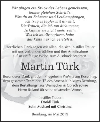 Traueranzeige von Martin Türk von Super Sonntag Bernburg