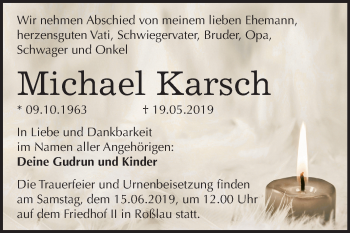 Traueranzeige von Michael Karsch von Mitteldeutsche Zeitung