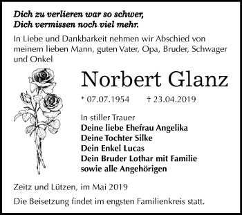 Traueranzeige von Norbert Glanz von Mitteldeutsche Zeitung Zeitz