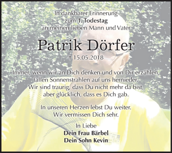 Traueranzeige von Patrik Dörfer von Mitteldeutsche Zeitung Zeitz
