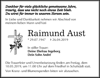Traueranzeige von Raimund Aust von Mitteldeutsche Zeitung Merseburg/Querfurt