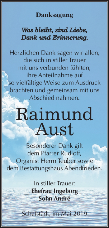 Traueranzeige von Raimund Aust von Mitteldeutsche Zeitung