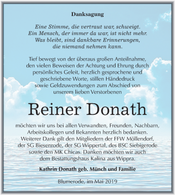 Traueranzeige von Reiner Donath von Mitteldeutsche Zeitung