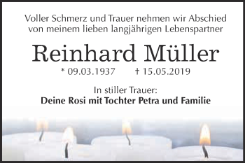 Traueranzeige von Reinhard Müller von Super Sonntag Wittenberg