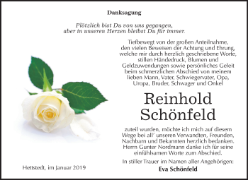Traueranzeige von Reinhold Schönfeld von Mitteldeutsche Zeitung Aschersleben
