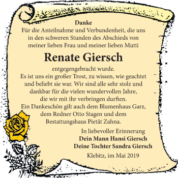 Traueranzeige von Renate Giersch von Mitteldeutsche Zeitung
