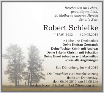 Traueranzeige von Robert Schielke von Mitteldeutsche Zeitung Merseburg/Querfurt