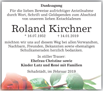 Traueranzeige von Roland Kirchner von Mitteldeutsche Zeitung Merseburg/Querfurt