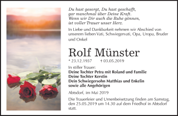 Traueranzeige von Rolf Münster von Mitteldeutsche Zeitung
