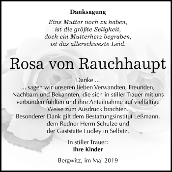 Traueranzeige von Rosa von Rauchhaupt von Mitteldeutsche Zeitung