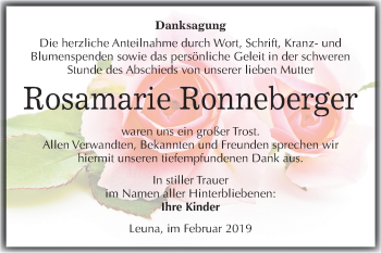 Traueranzeige von Rosamarie Ronneberger von Mitteldeutsche Zeitung Merseburg/Querfurt