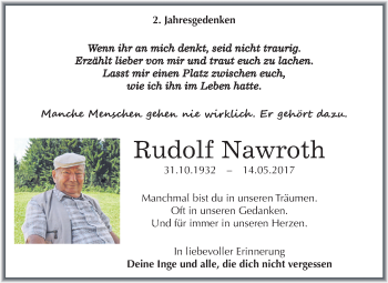 Traueranzeige von Rudolf Nawroth von Mitteldeutsche Zeitung Bitterfeld