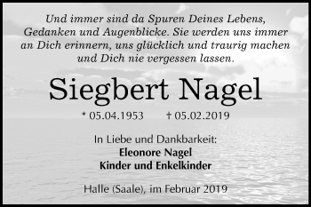 Traueranzeige von Siegbert Nagel von Mitteldeutsche Zeitung Halle/Saalkreis